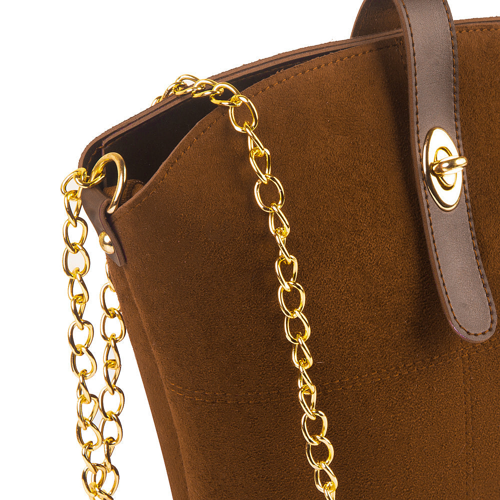 Bucket Suede chain bag brown