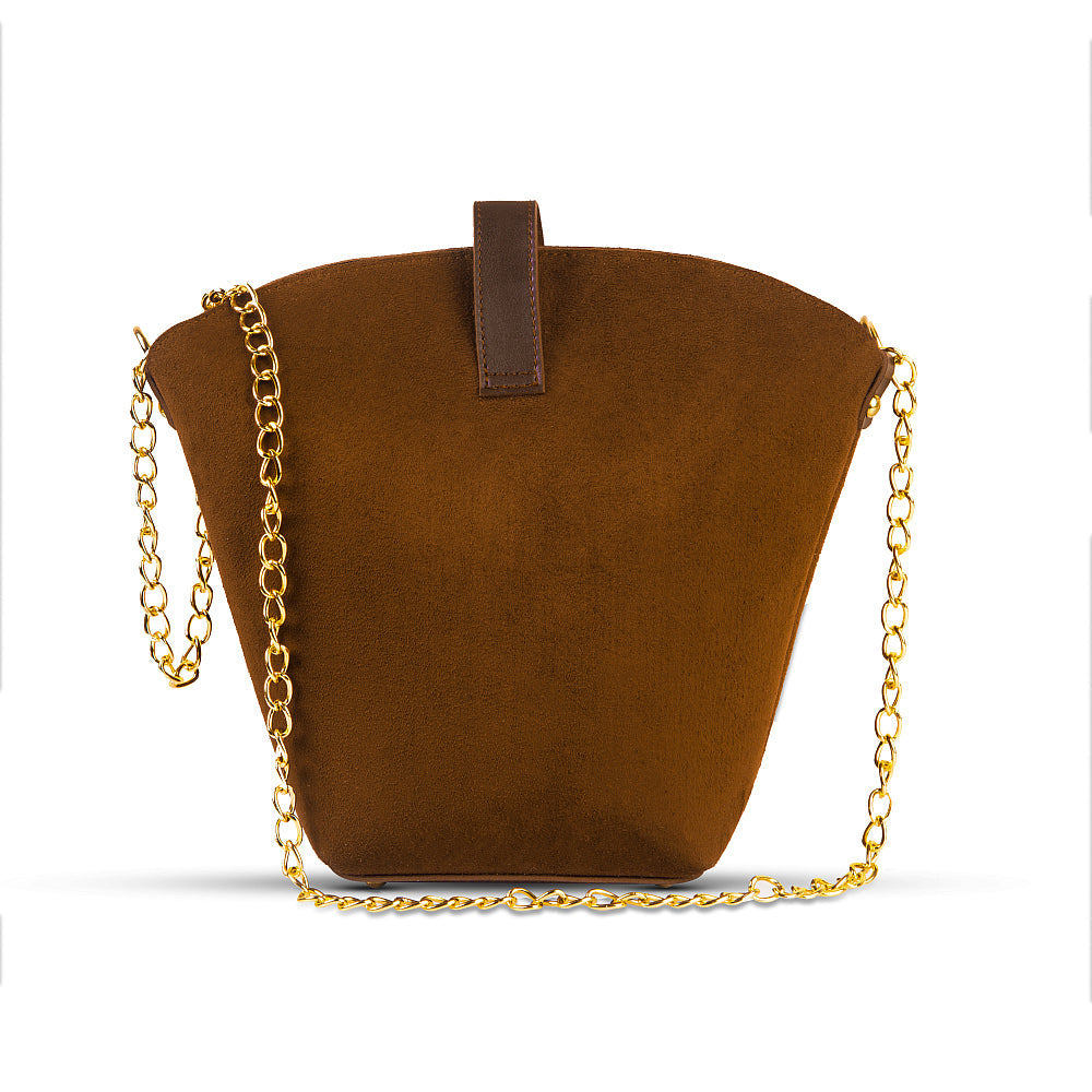 Bucket Suede chain bag brown