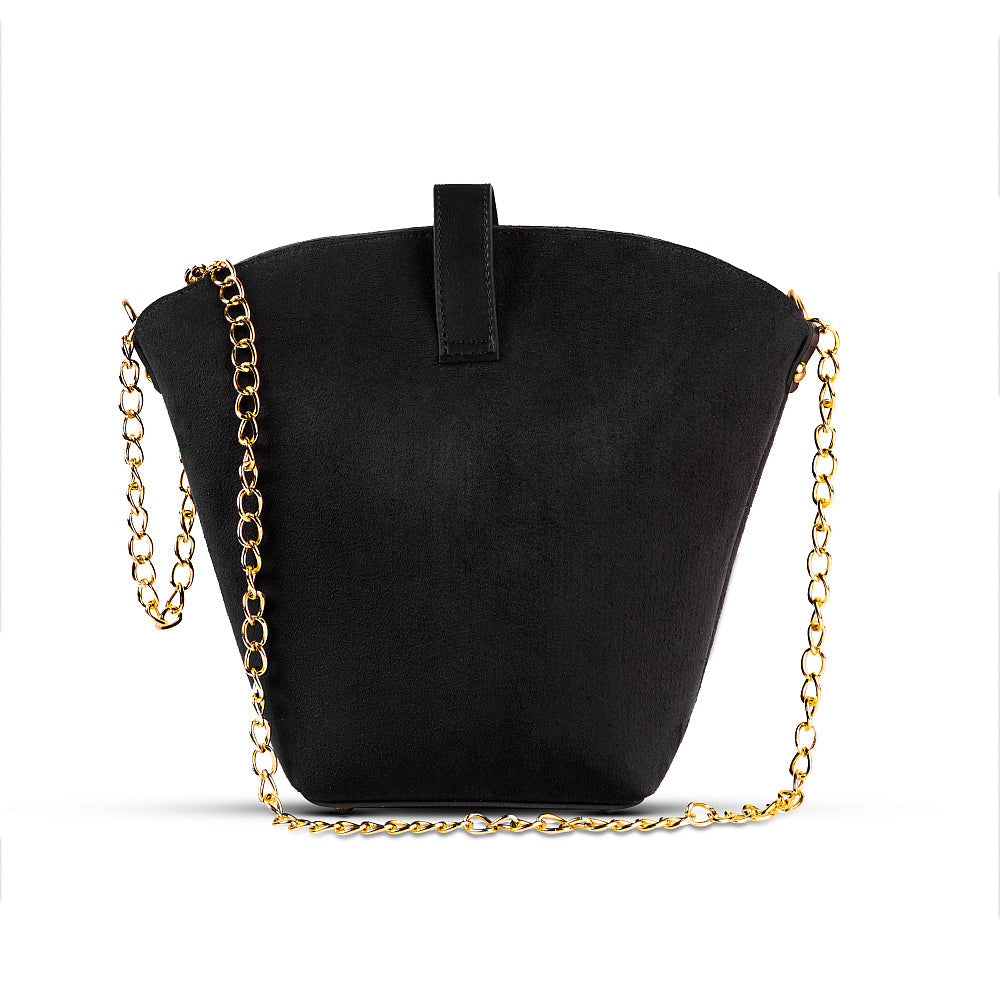 Bucket Suede chain Bag Black