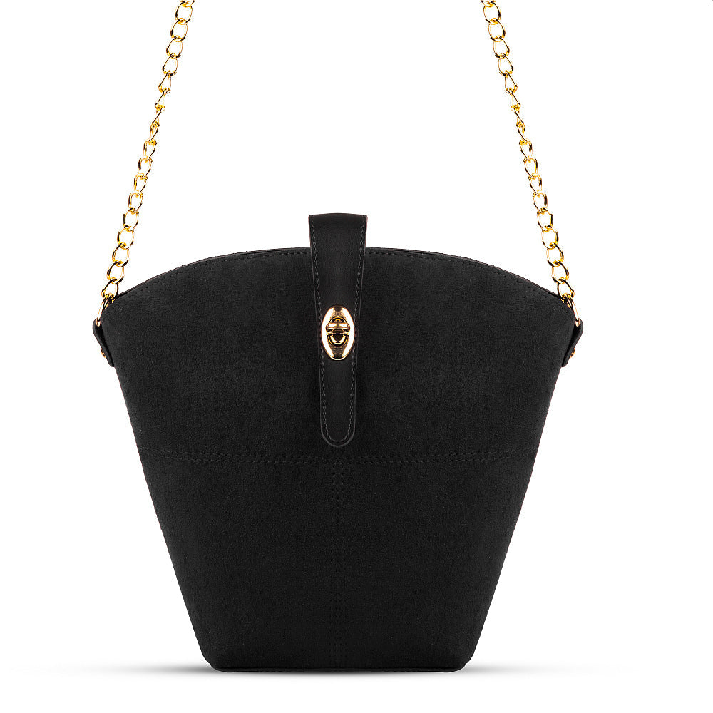 Bucket Suede chain Bag Black