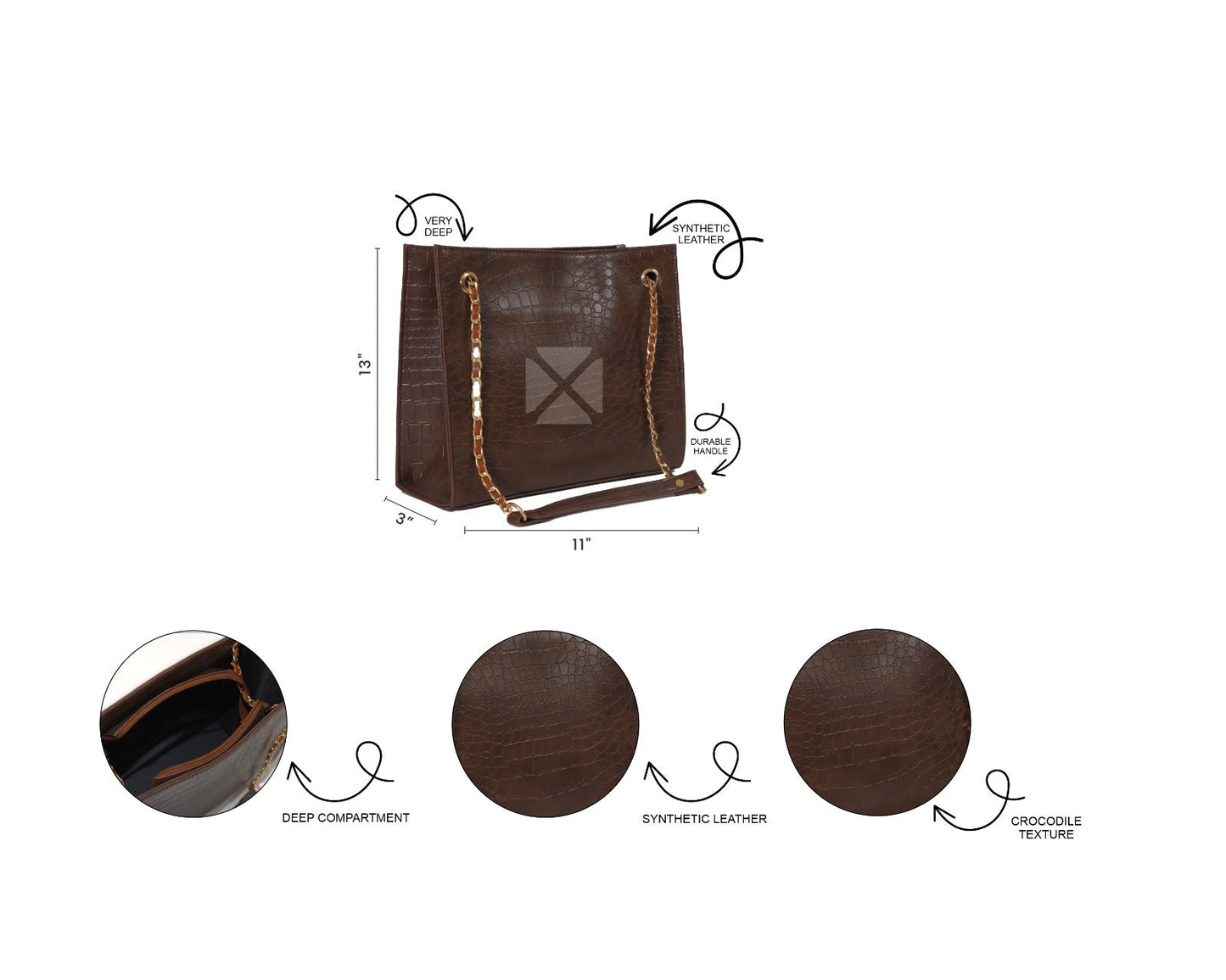 CROCODILE TOTE Brown