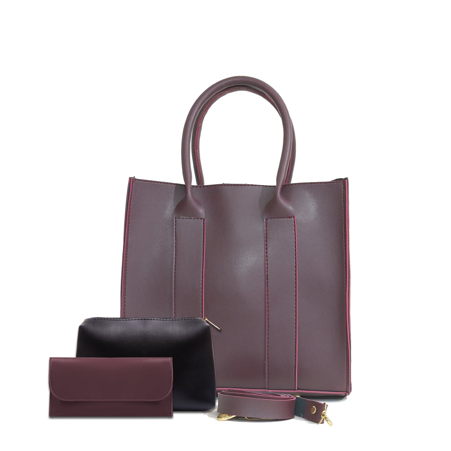 TOTE ALBERTA MAROON 3Pcs BAGSET