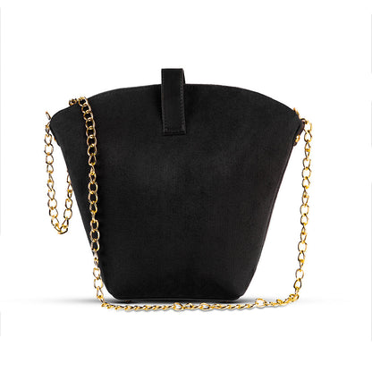 Bucket Suede chain Bag Black