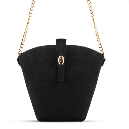 Bucket Suede chain Bag Black
