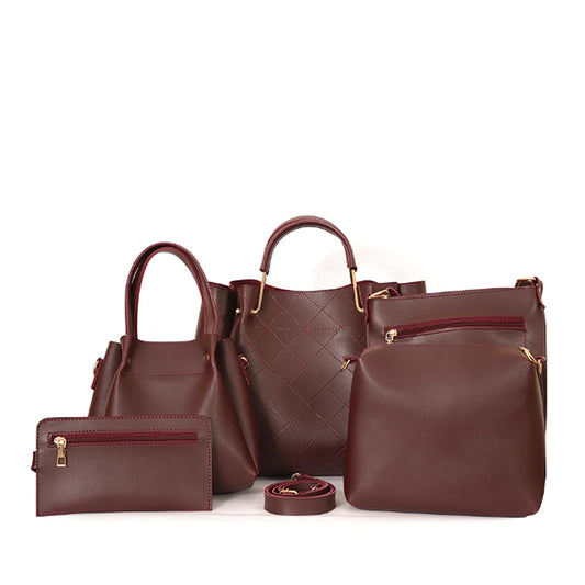 FABULOUS 5 PCS MEHROON BAG SET