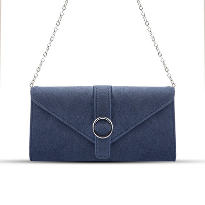 Sonata Blue suede clutch